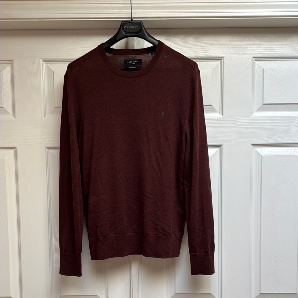 All Saints Merino Wool Sweater in Deep Brown